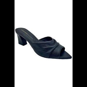 INTENTIONALLY BLANK Leather Pointed Toe Mule Sandals Fair Black - Medium